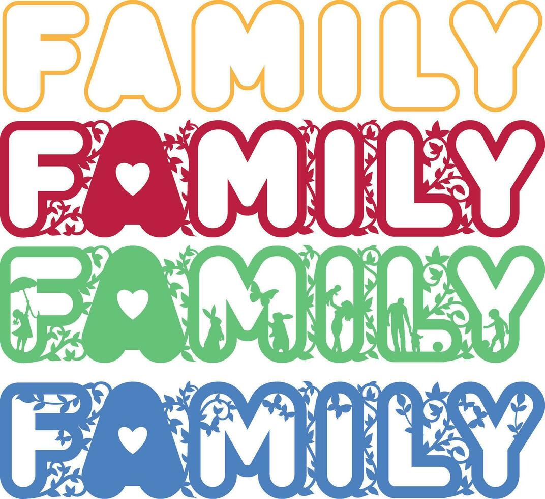 multilayer lettering FAMILY decor vector