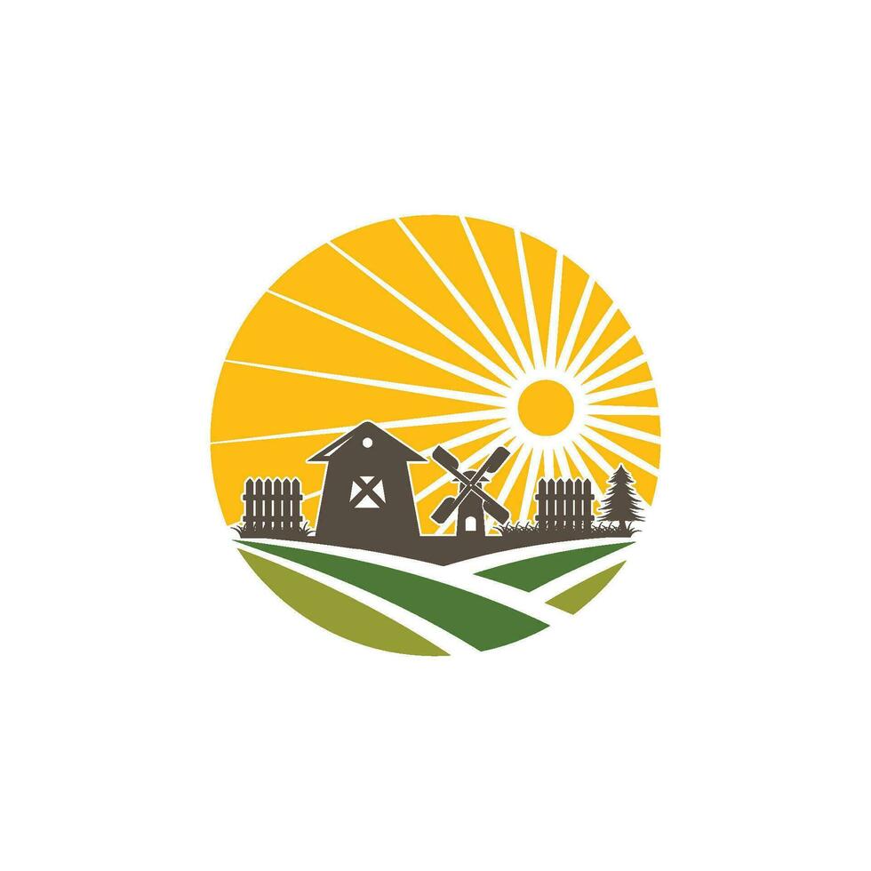 agricultura granja icono logo vector