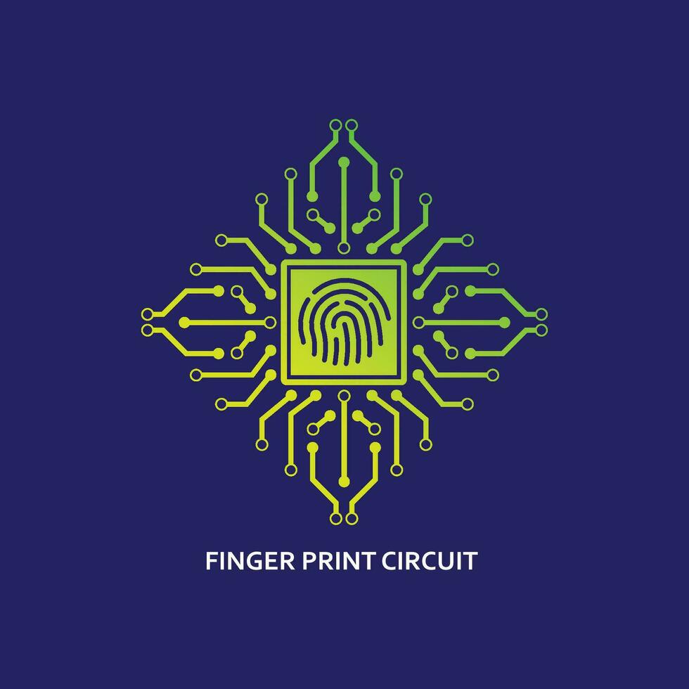 circuit board with fingerprint  illustration vector