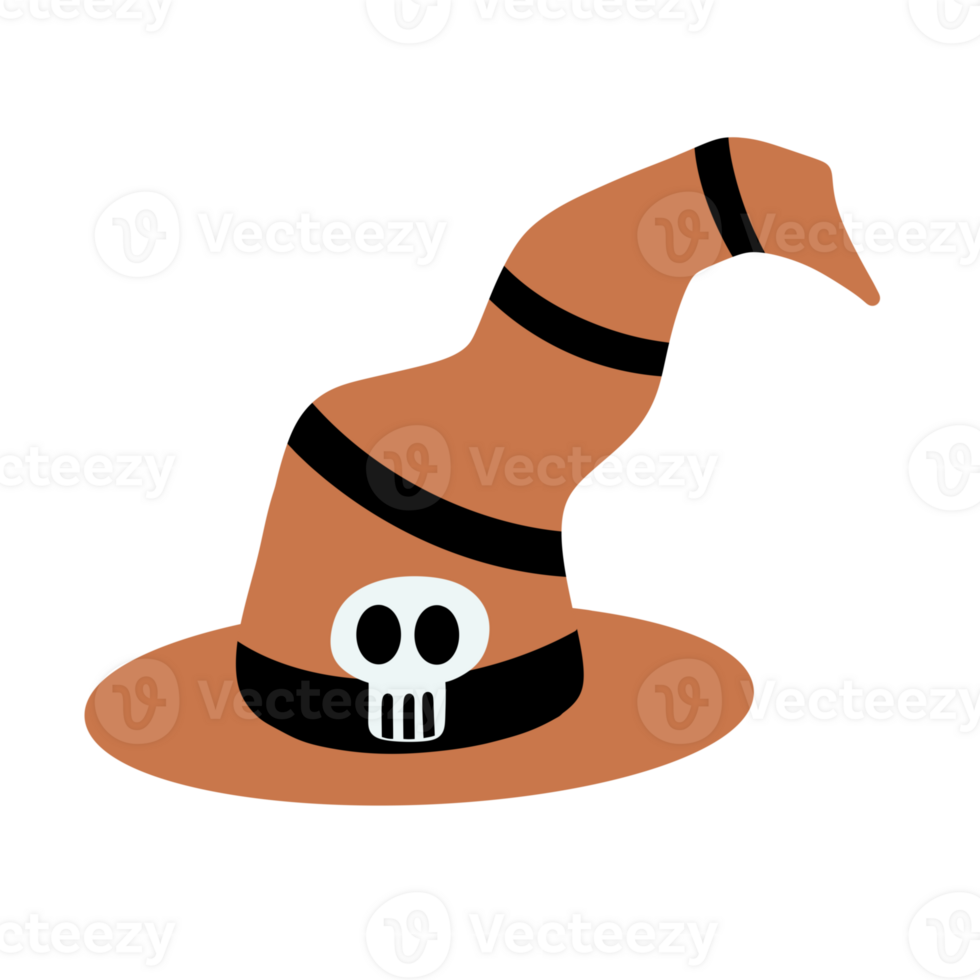 halloween witch hat with skull on it png