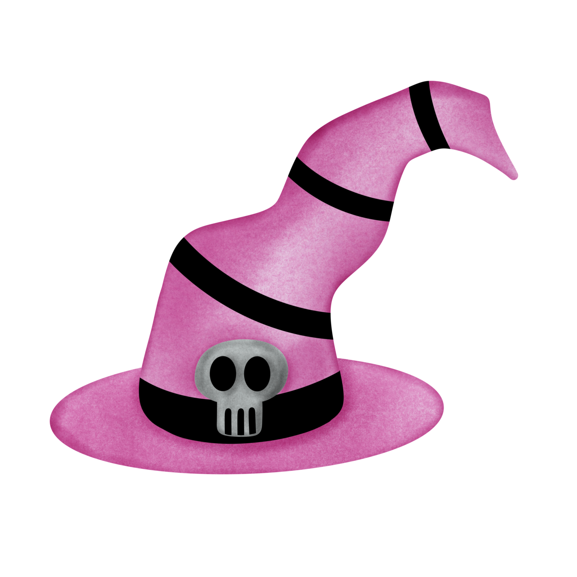a pink witch hat with a skull on it 30775516 PNG