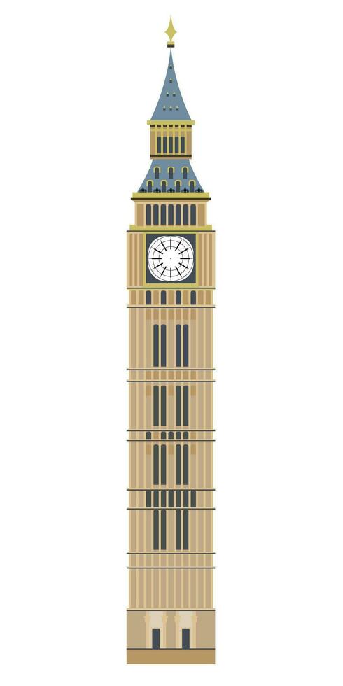 Big Ben Tower architecture isolated on white background London vector