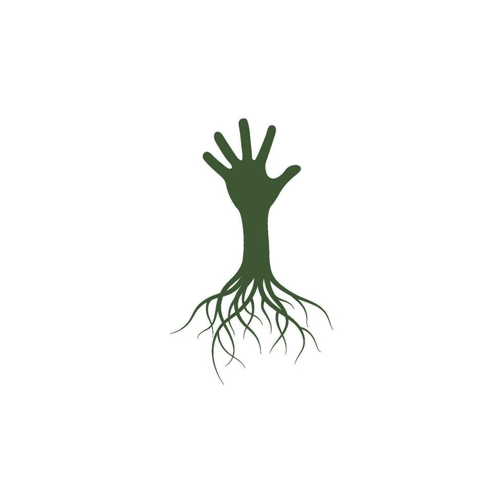 mano raíz icono logo modelo vector