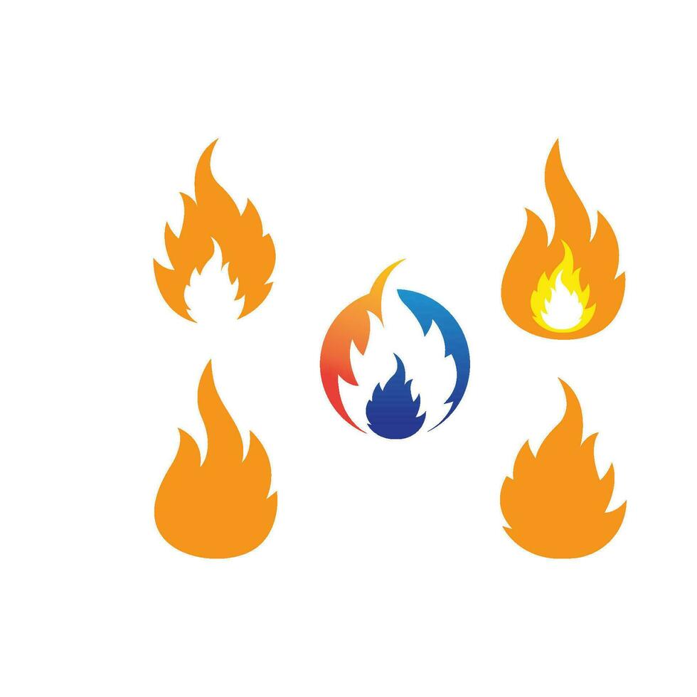 fuego, llama, logotipo, icono, vector, ilustración, diseño vector