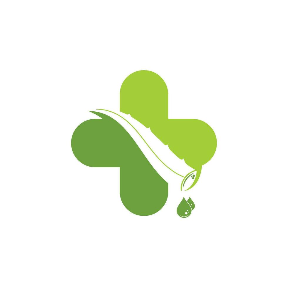 cross aloevera logo icon vector illustration design