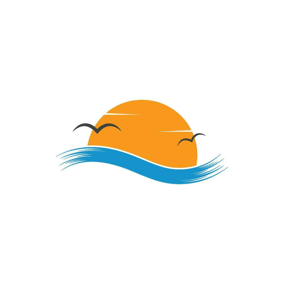 Diseño de ilustración de vector de icono de logotipo de sol de onda
