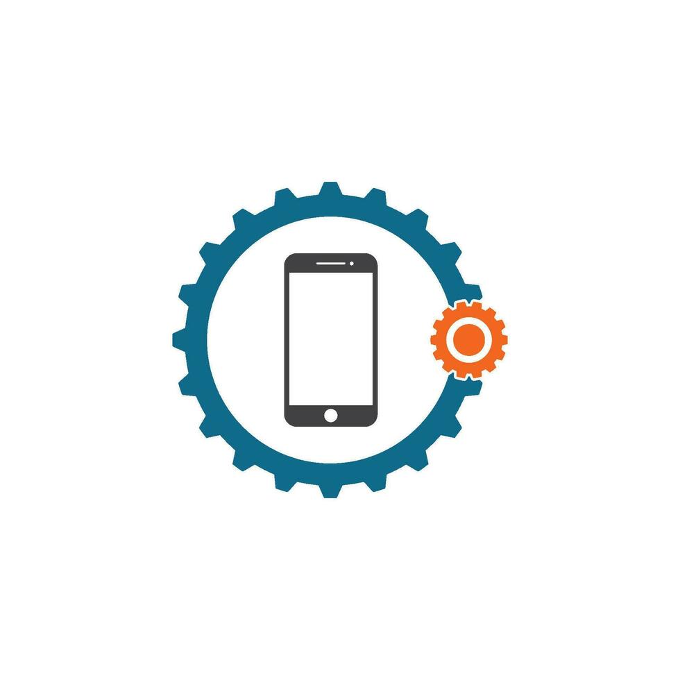 teléfono inteligente engranaje logo icono vector ilustración diseño