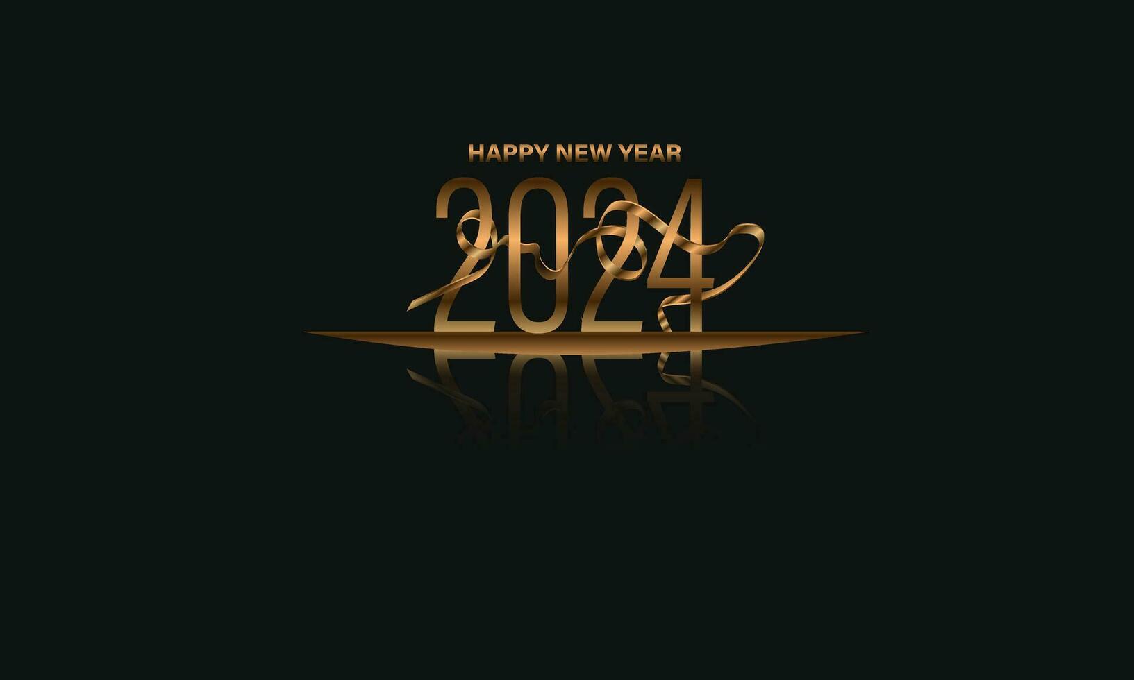 2024 Happy New Year. Realistic 3D thick gold numbers with love.  Vector holiday . Premium vector Background, banner, card, poster, calendar and greetings. Template. Vector illustration.