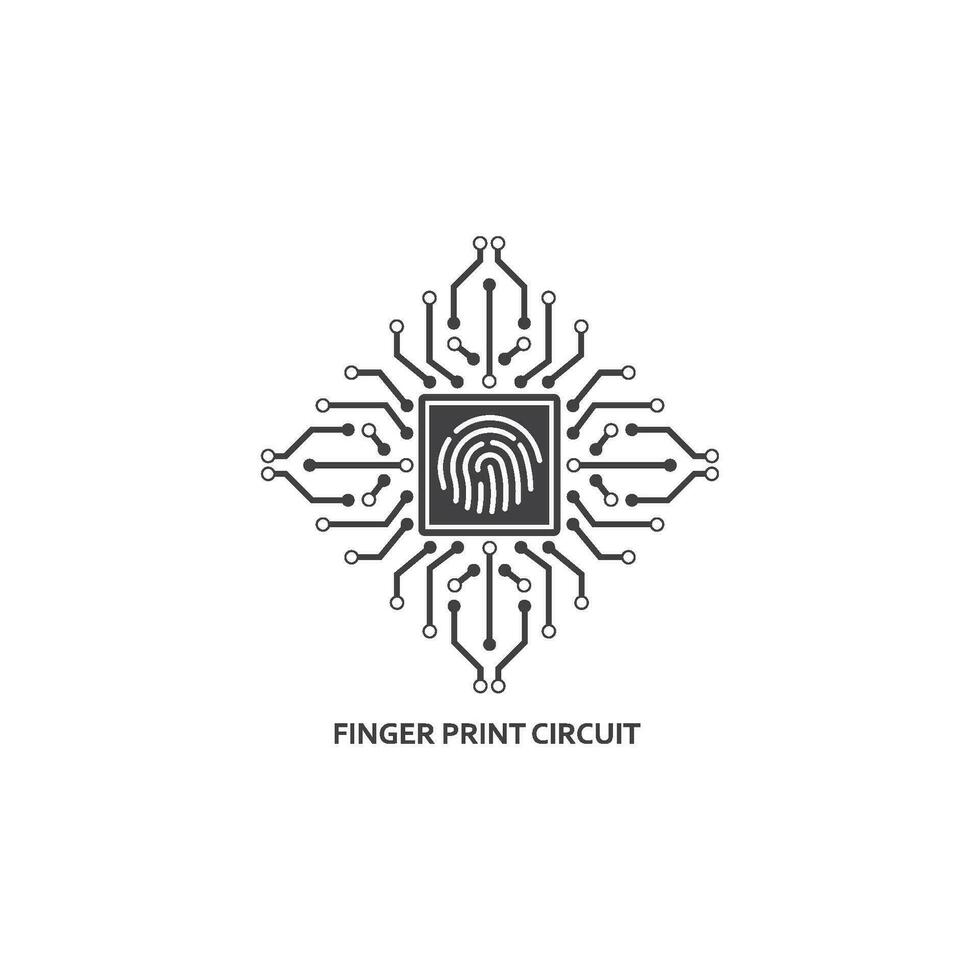 circuit board with fingerprint  illustration vector