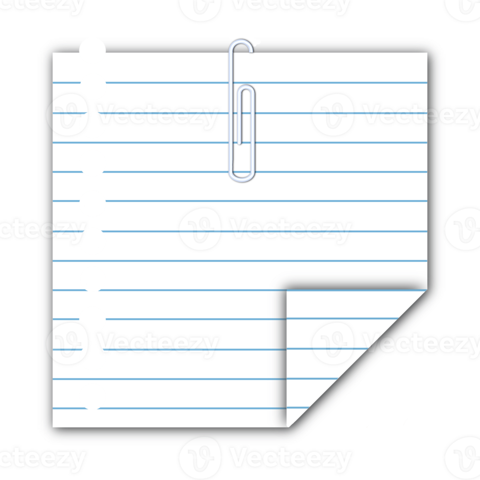 White Note Paper Clip Note Paper with transparent background. png