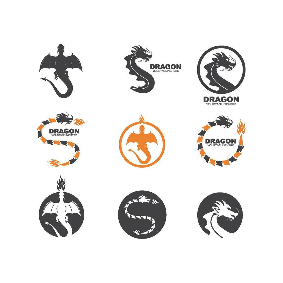 Dragon logo icon template vector