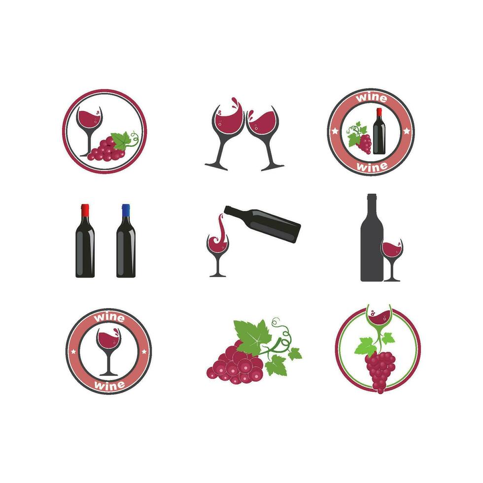 Diseño de ilustración de vector de icono de logotipo de vino