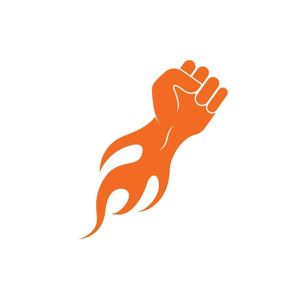 strong hand with hot fire vector illustration
