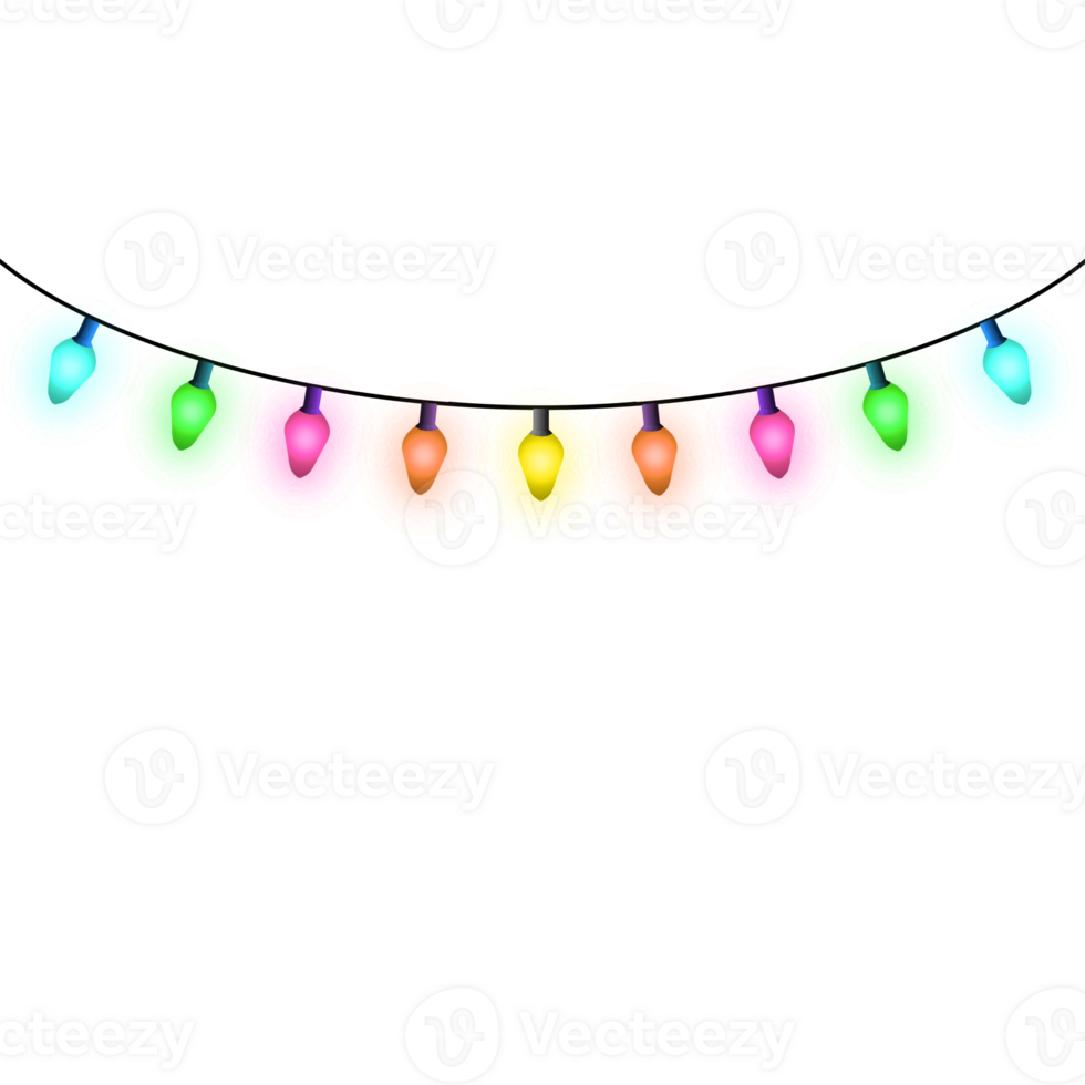 Colorful Christmas Lights In Transparent Background. png