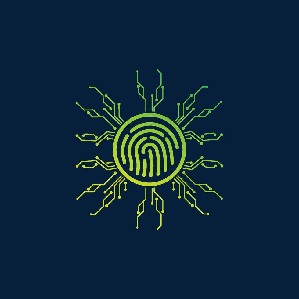fingerprint circuit icon illustration vector template