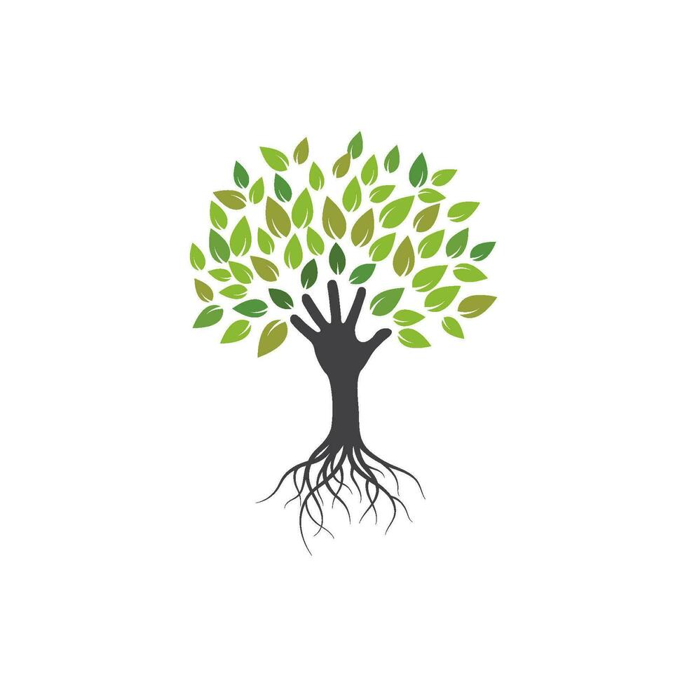 hand Tree icon logo template vector