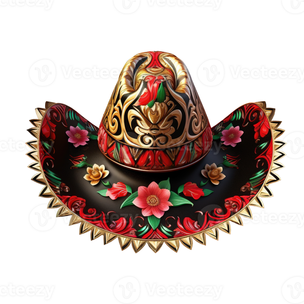 sombrero hat illustration with mexico ornament for celebration day of the dead ai generative png