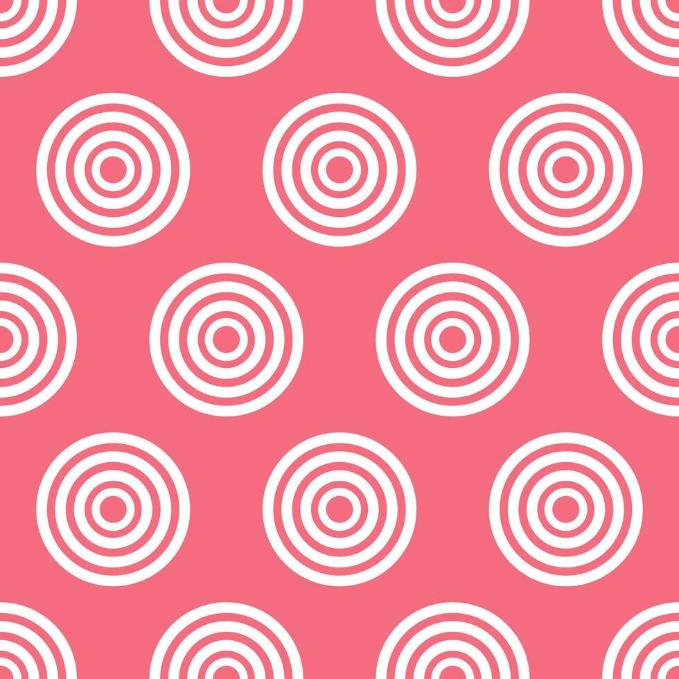 White circles on red background. Abstract seamless pattern. vector