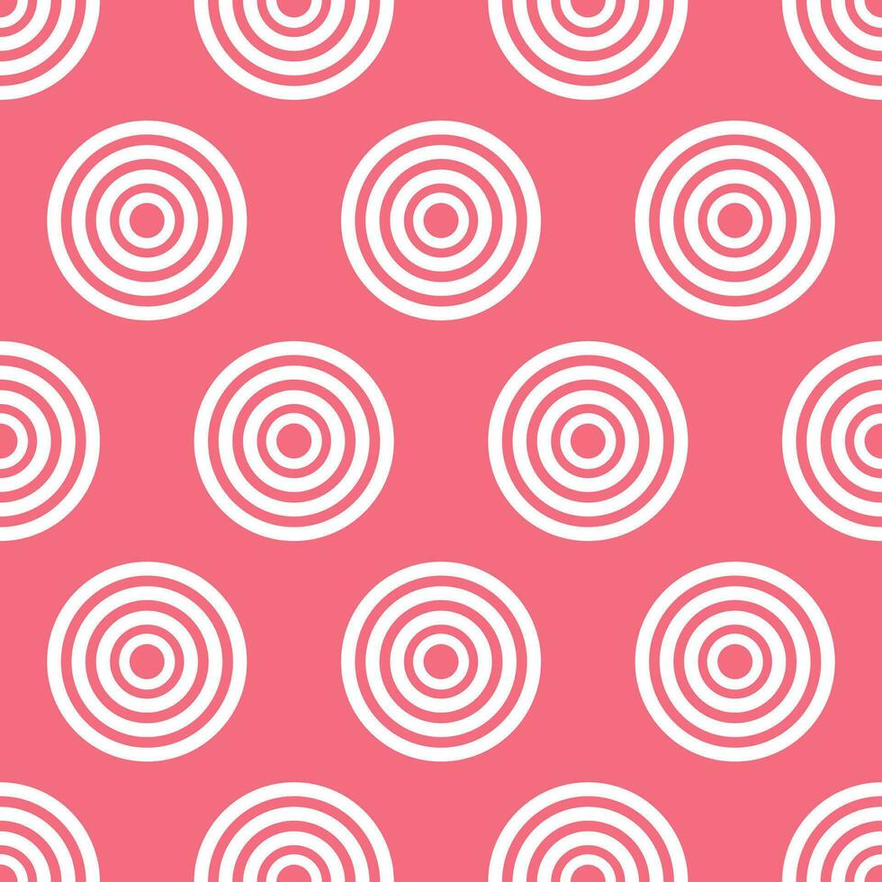 White circles on red background. Abstract seamless pattern. vector