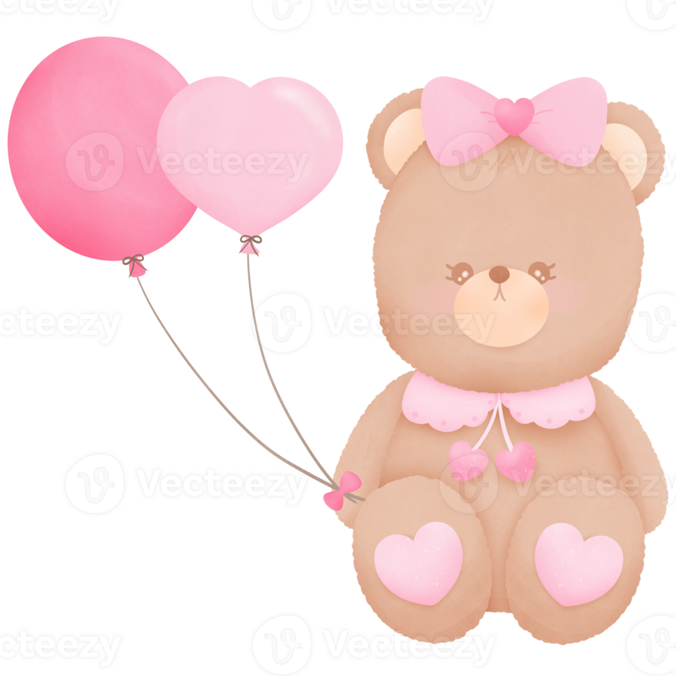 Fuzzy Valentine Teddy bear, for decoration invitation and greetings png