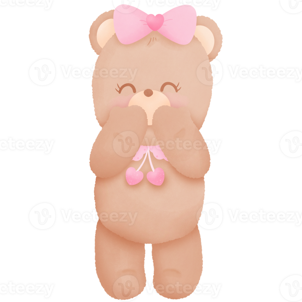 Fuzzy Valentine Teddy bear, for decoration invitation and greetings png