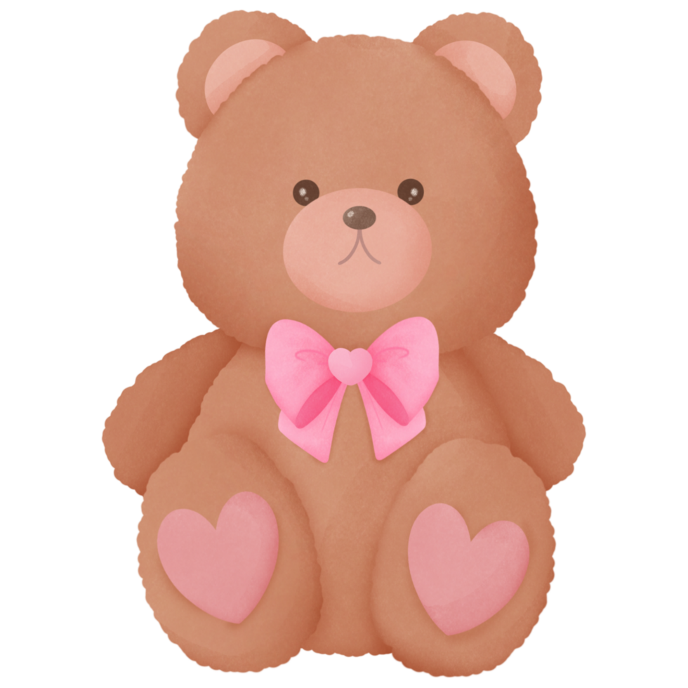 Watercolor Valentine Teddy bear, for decoration invitation and greetings png