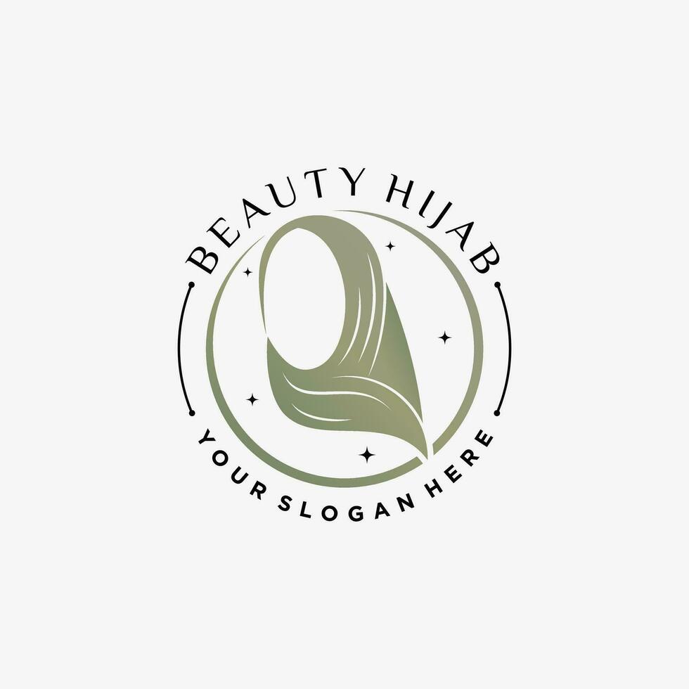 Hijab logo design template for muslim woman fashion with creative element concept vector