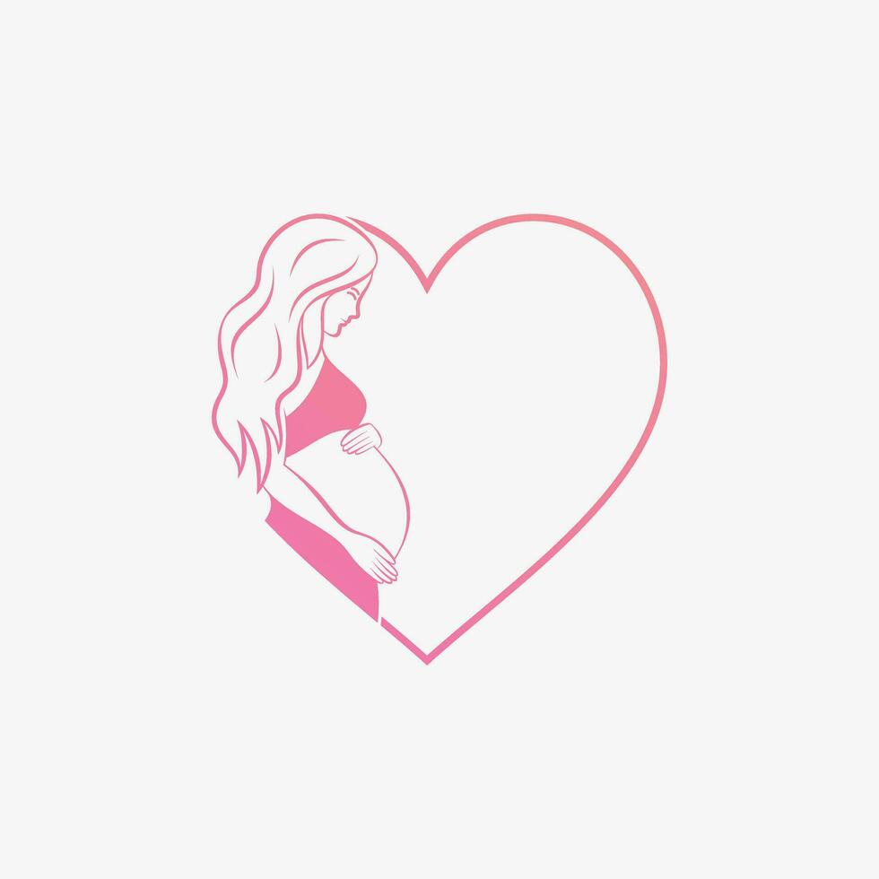 Pregnant woman icon logo design vector illustration with creative element concept