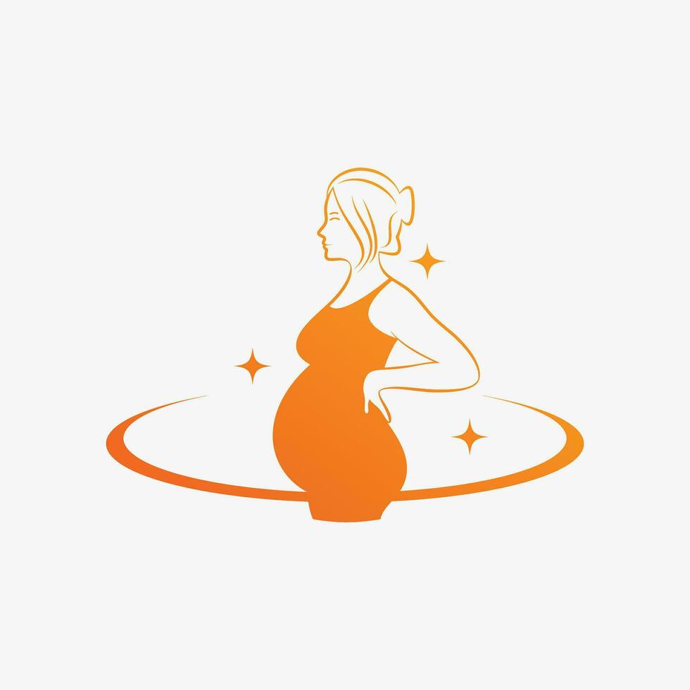 Pregnant woman icon logo design vector illustration with creative element concept
