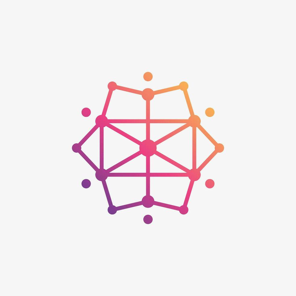 World tech logo design with line art and square concept vector