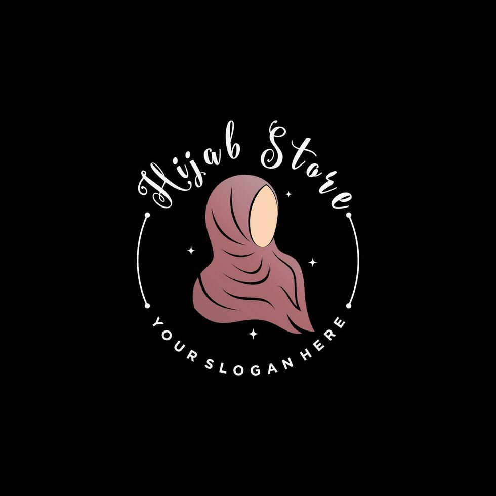 Hijab logo design template for muslim woman fashion with creative element concept vector