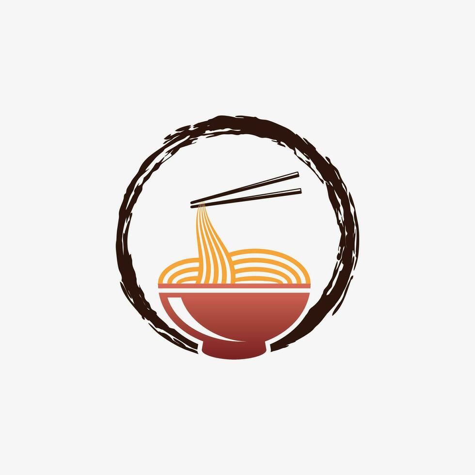 Noodles logo design template for ramen restaurant with creative element concept vector