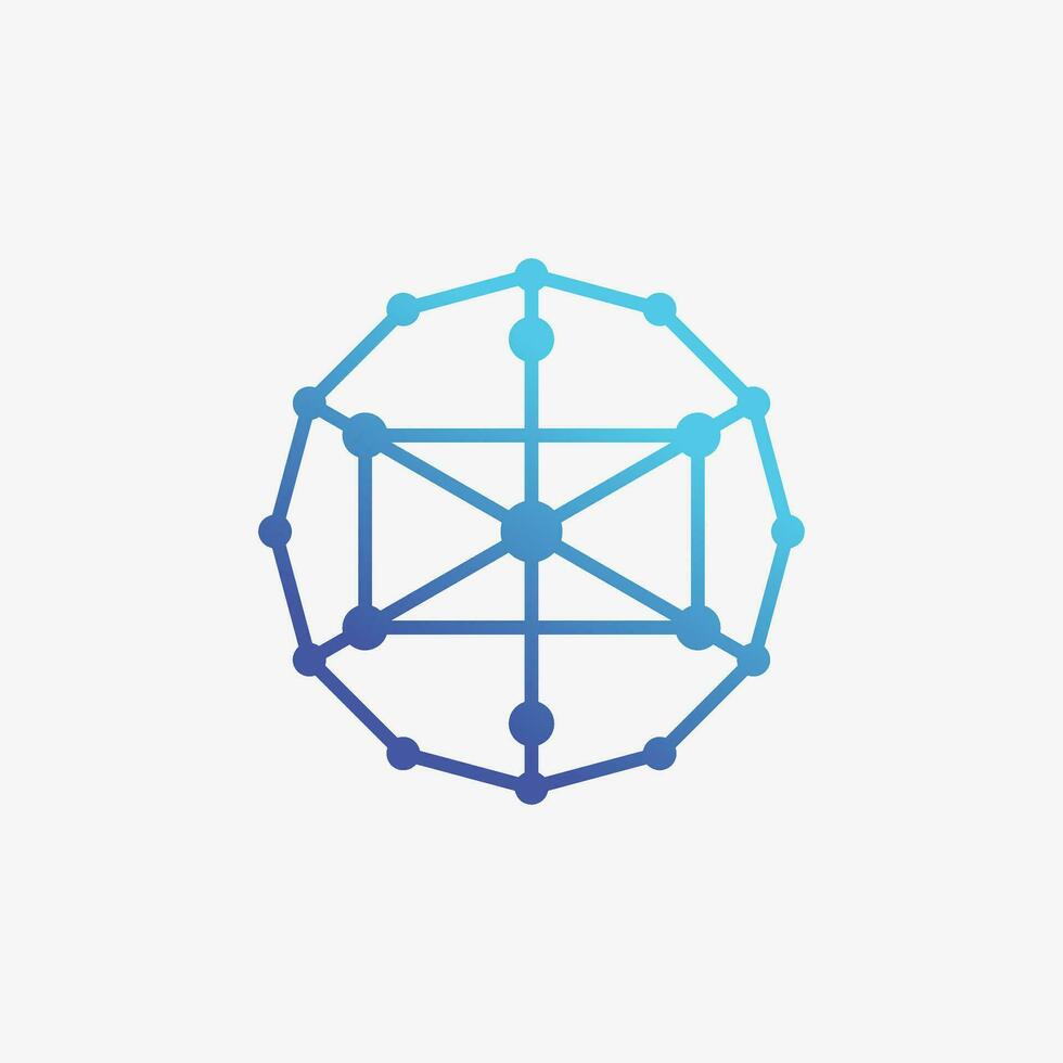 World tech logo design with line art and square concept vector