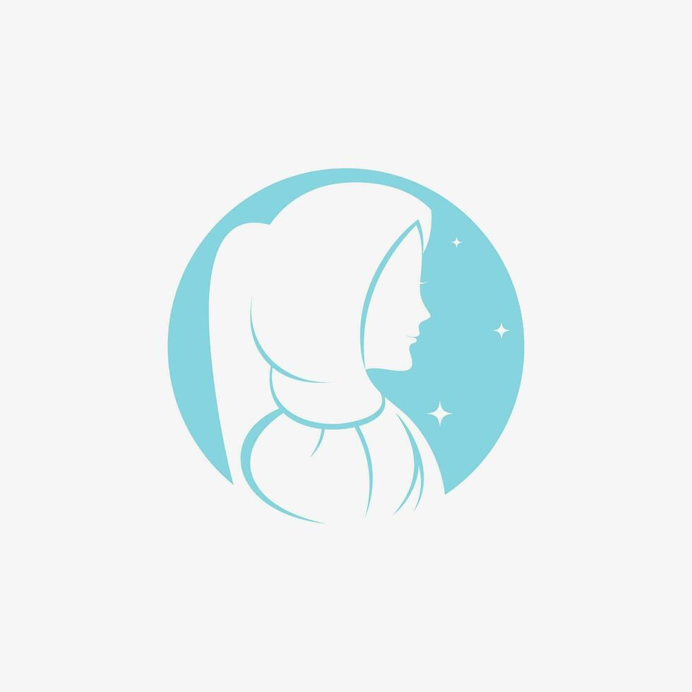 Hijab logo design template for muslim woman fashion with creative element concept vector