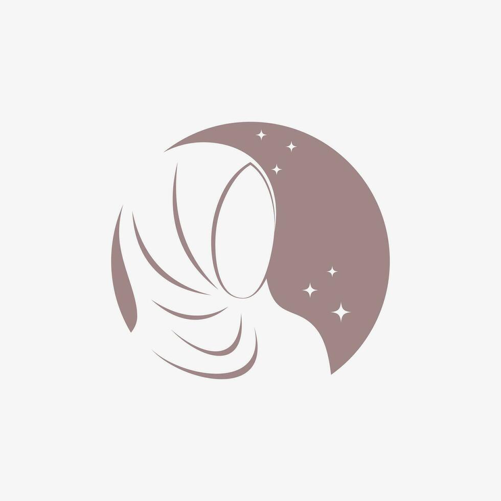 Hijab logo design template for muslim woman fashion with creative element concept vector