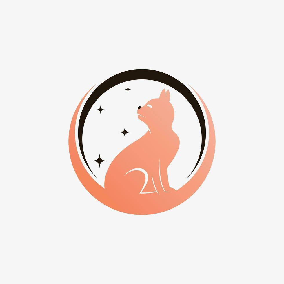 Cat logo design vector illustration with creative element concept