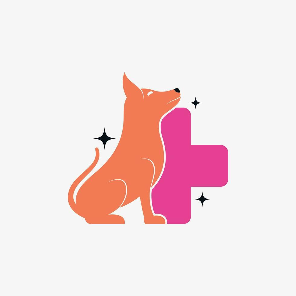 mascota clínica logo diseño con perro gato icono logo y creativo elemento concepto vector