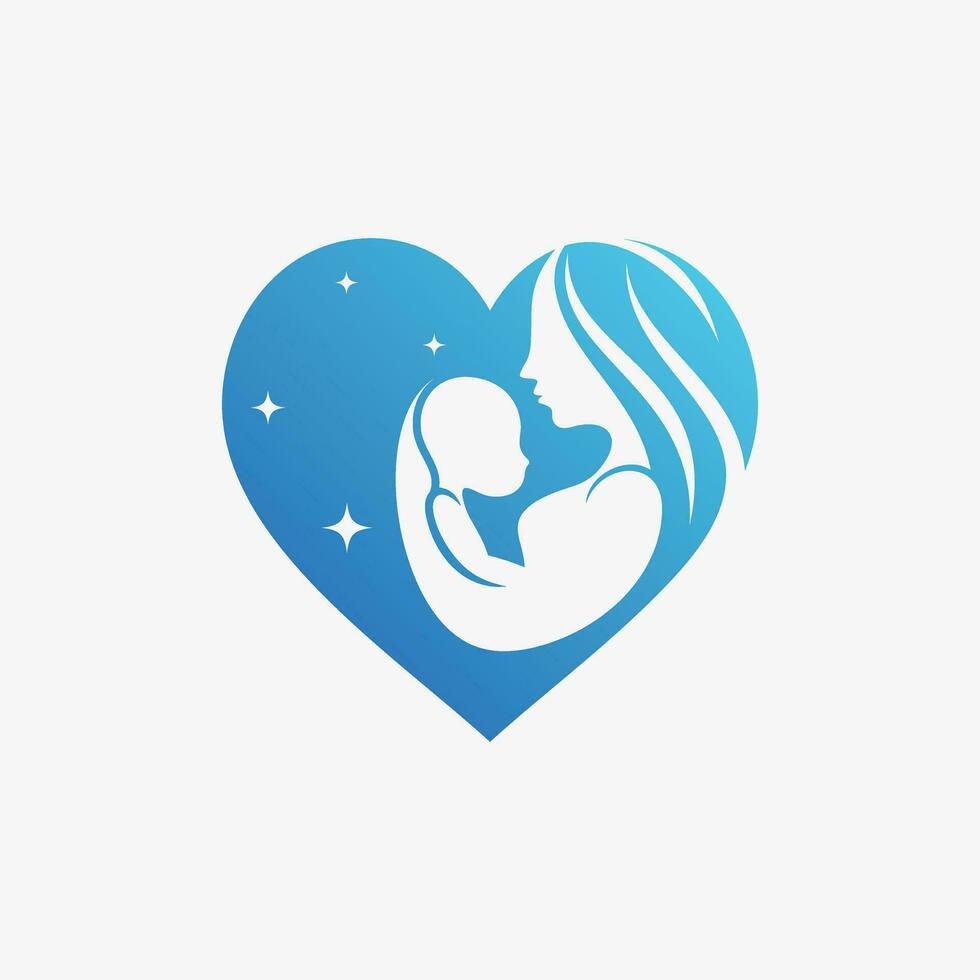 Mom and baby logo design vector for maternity clinic with creative element concept