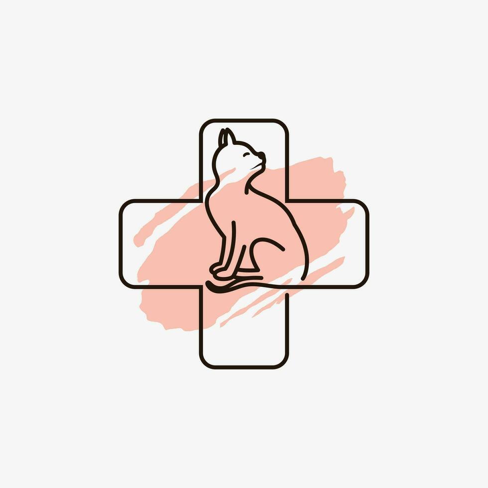 mascota clínica logo diseño con perro gato icono logo y creativo elemento concepto vector
