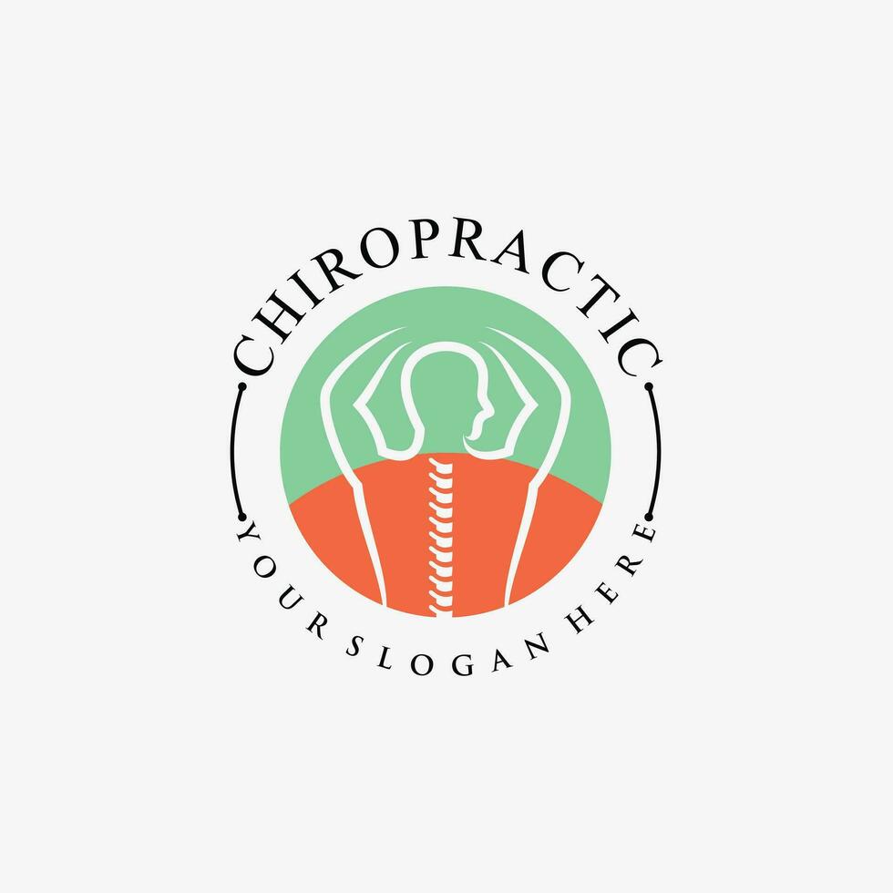 Chiropractic logo design vector spinal backbone icon logo with creative element concept