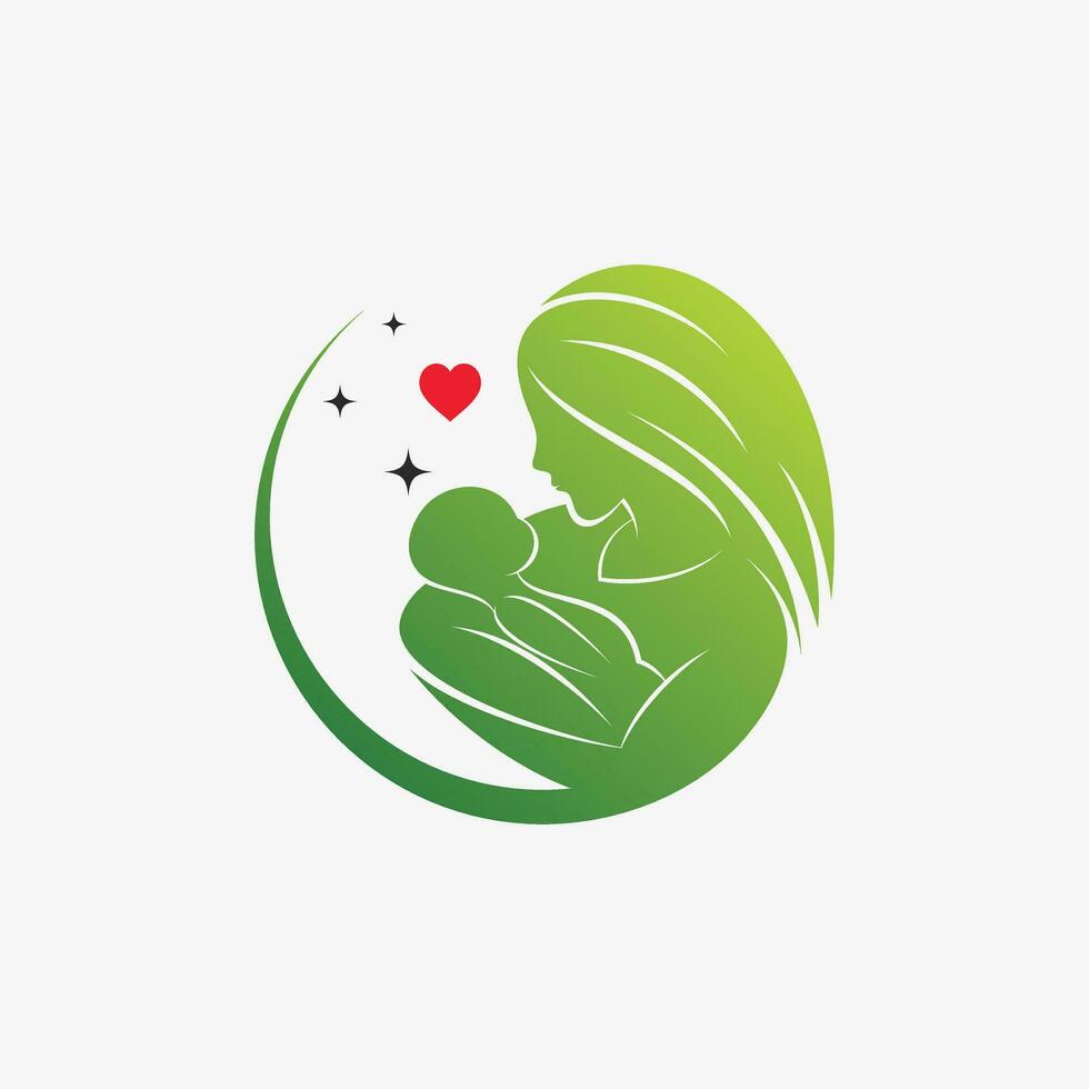 Mom and baby logo design vector for maternity clinic with creative element concept