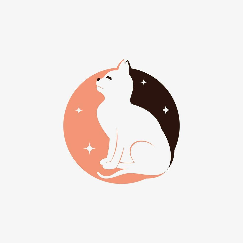 Cat logo design vector illustration with creative element concept