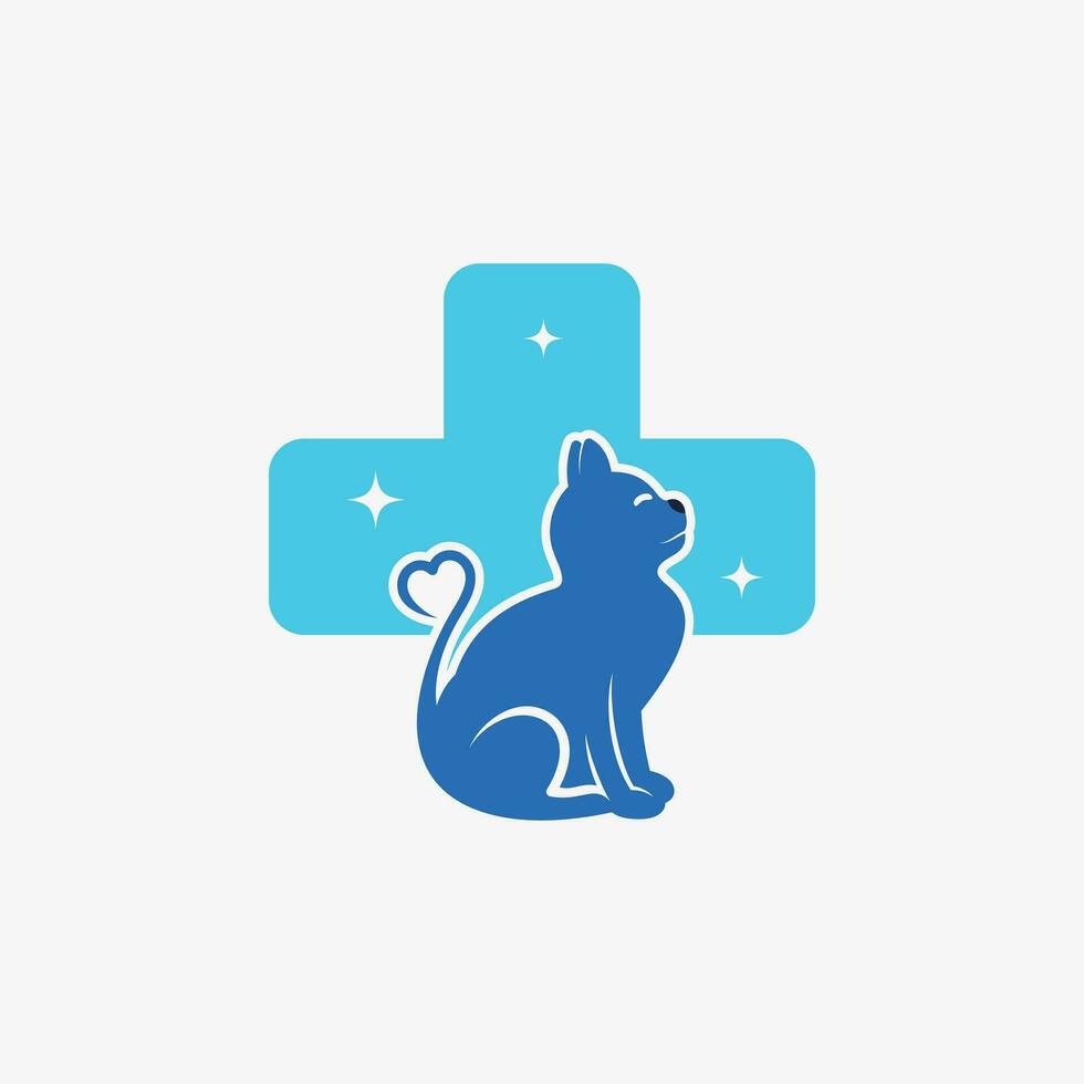 mascota clínica logo diseño con perro gato icono logo y creativo elemento concepto vector