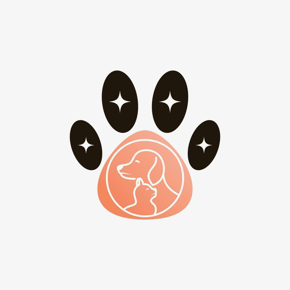 Pet shop logo design with dog cat icon logo and creative element concept vector