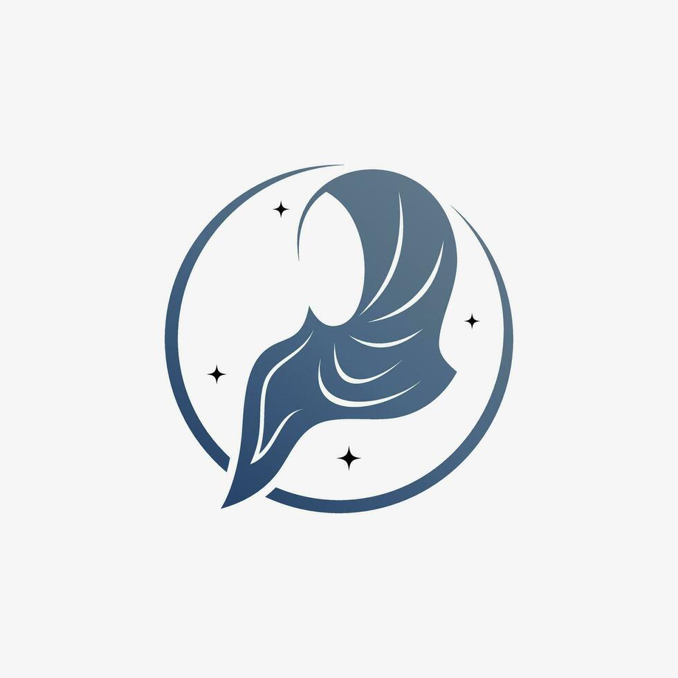 Hijab logo design template for muslim woman fashion with creative element concept vector