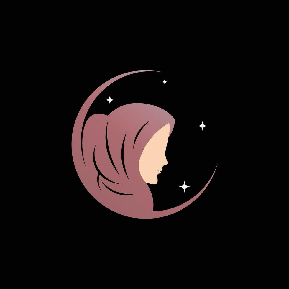 Hijab logo design template for muslim woman fashion with creative element concept vector