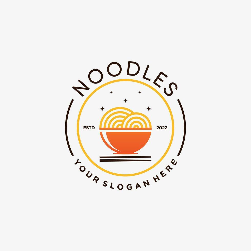 Noodles logo design template for ramen restaurant with creative element concept vector