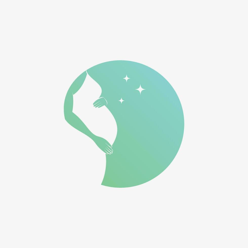 Pregnant woman icon logo design vector illustration with creative element concept