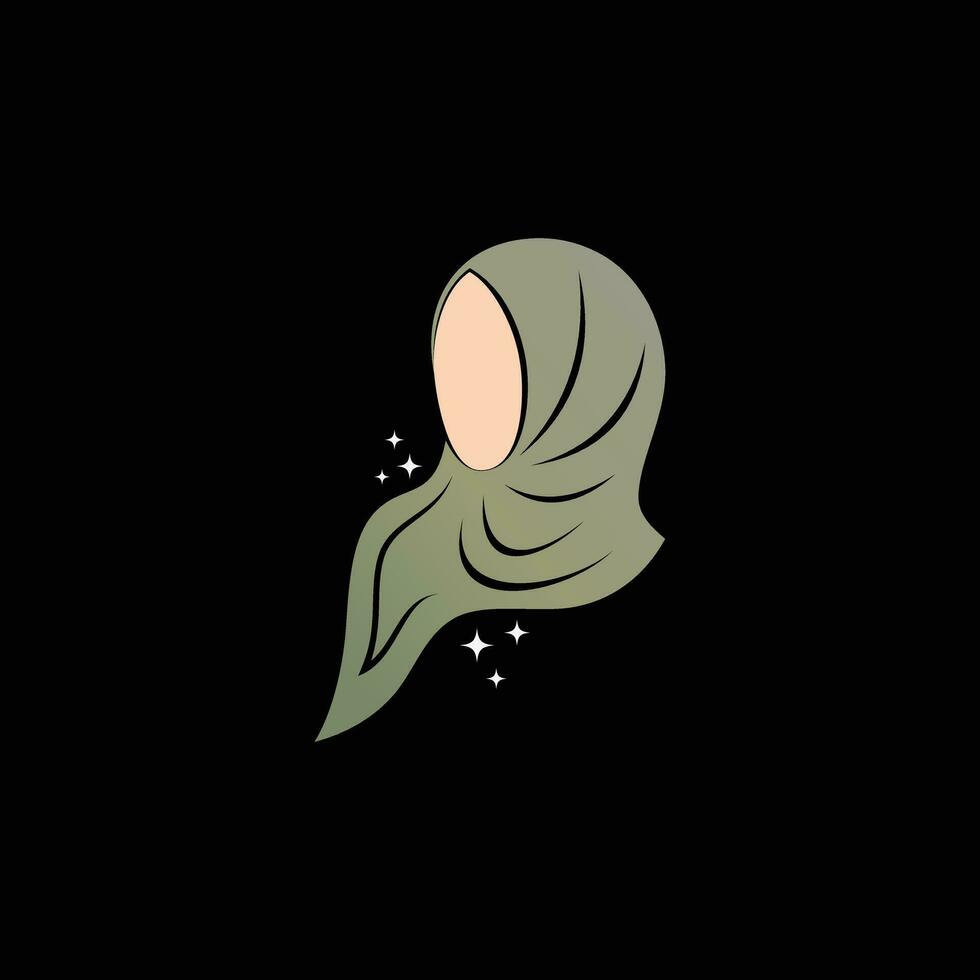 Hijab logo design template for muslim woman fashion with creative element concept vector