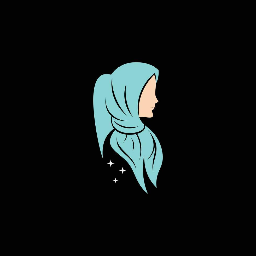 Hijab logo design template for muslim woman fashion with creative element concept vector